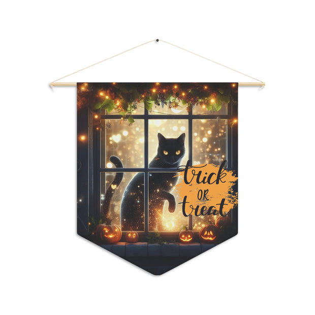 Halloween Pennant Banner, Trick or Treat Wall Decor, Cat Window Hanging, Autumn Home Decoration, Spooky Party Decor, Door Hanger