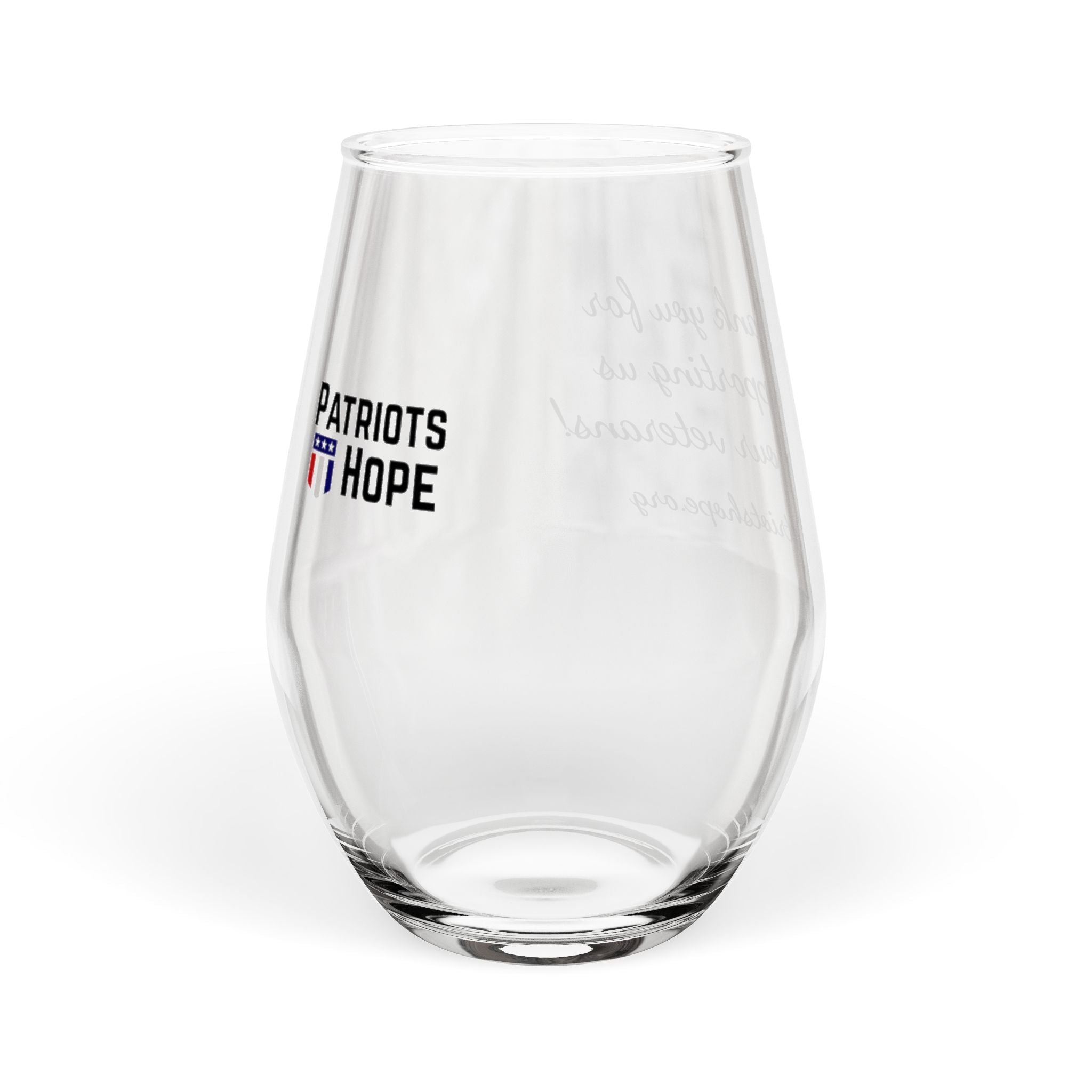 Patriots of Hope Stemless Wine Glass - 11.75 oz Thank You Supporter Toasting Glass