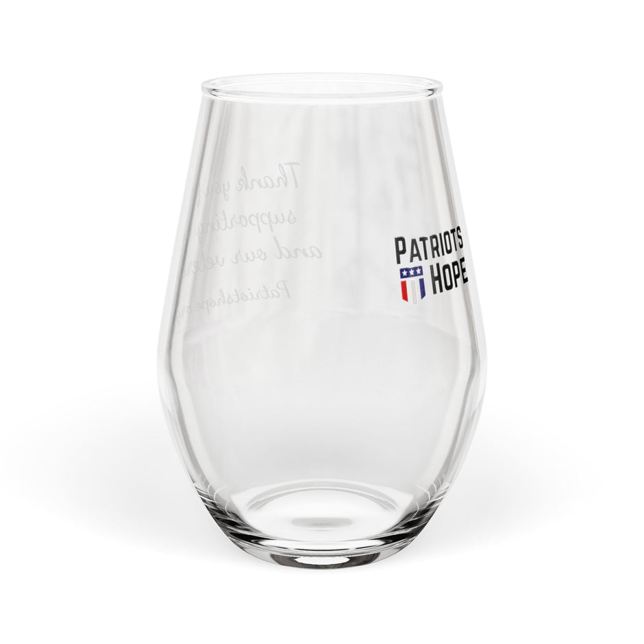 Patriots of Hope Stemless Wine Glass - 11.75 oz Thank You Supporter Toasting Glass