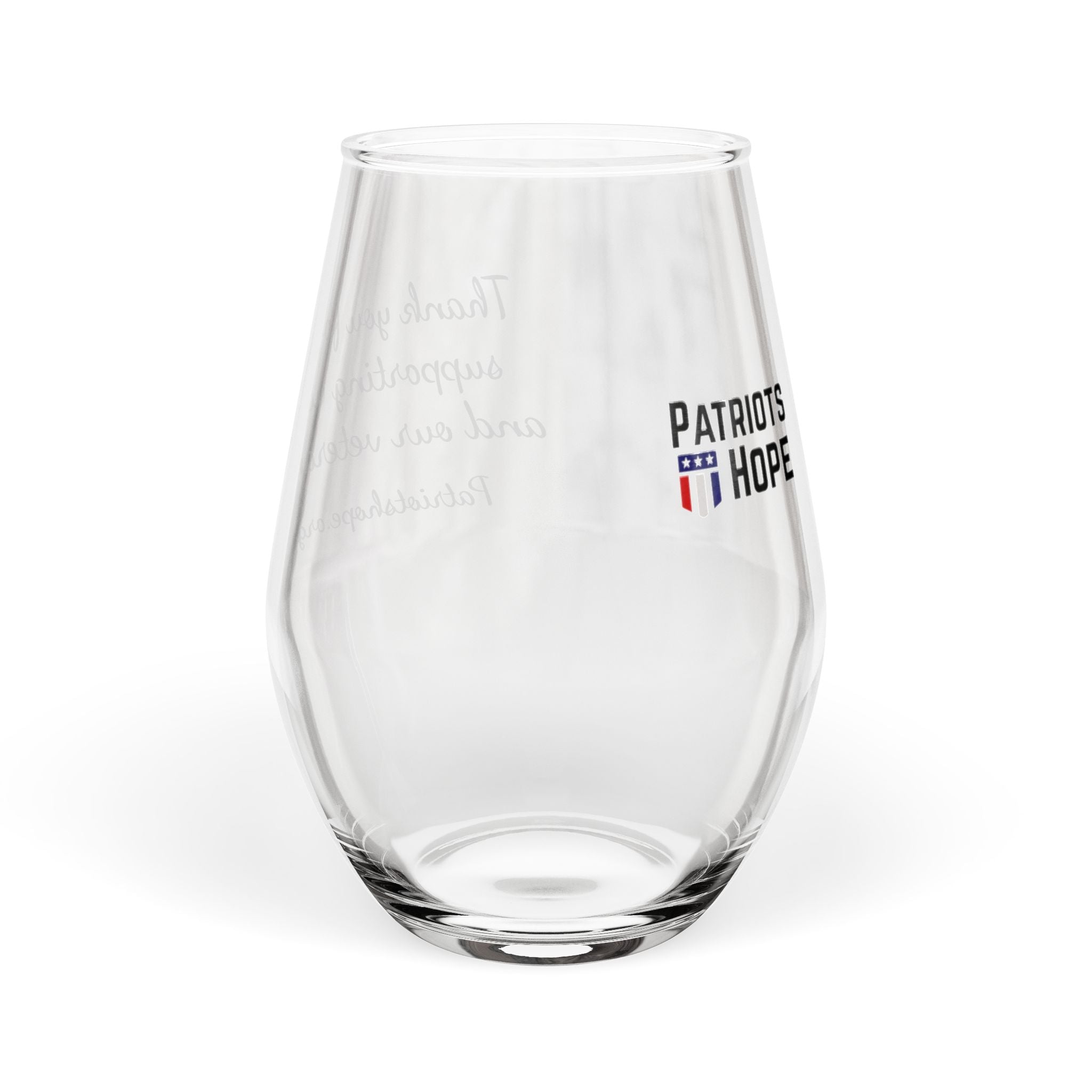 Patriots of Hope Stemless Wine Glass - 11.75 oz Thank You Supporter Toasting Glass
