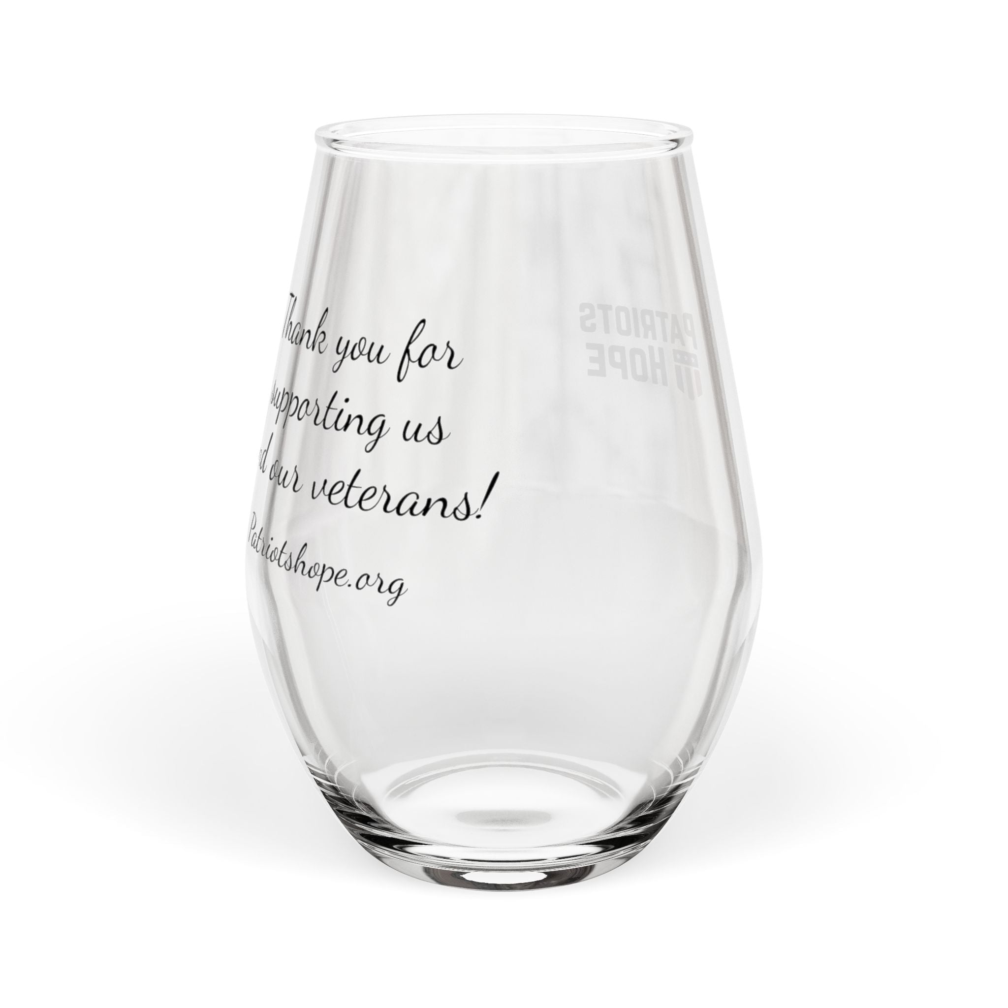 Patriots of Hope Stemless Wine Glass - 11.75 oz Thank You Supporter Toasting Glass