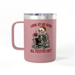 Coffee Mug Tumbler - Festive Skeleton Christmas Mug 15oz