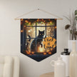 Halloween Pennant Banner, Trick or Treat Wall Decor, Cat Window Hanging, Autumn Home Decoration, Spooky Party Decor, Door Hanger